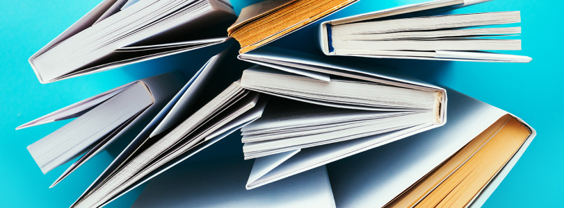 overhead view of books