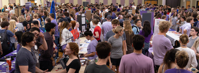 Students gathered in the Grand Ballroom for the Activities Carnival