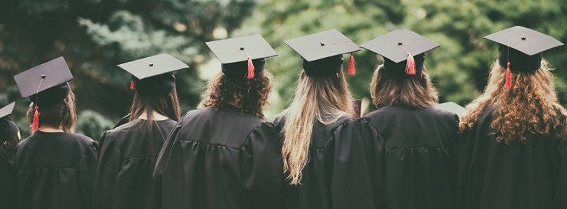 line of backwards facing graduates
